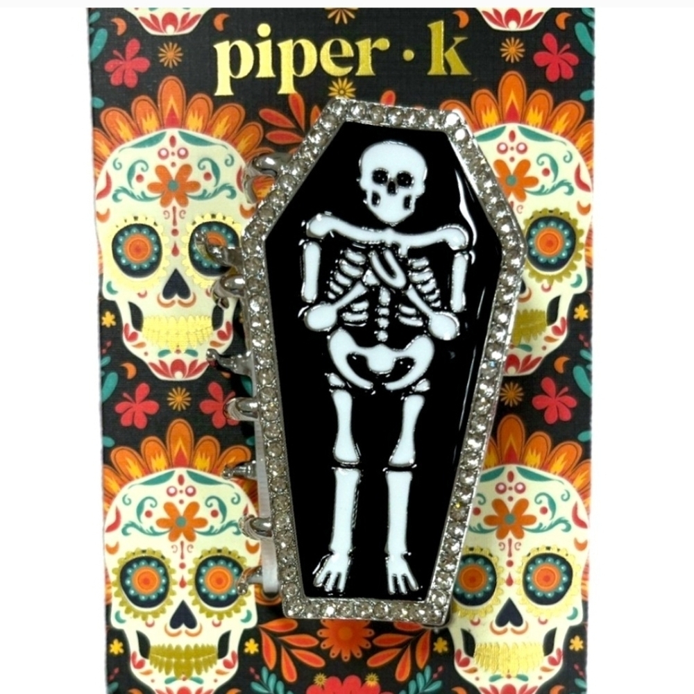 🖤▪️Piper K ▪️Halloween  Skeleton Coffin Metal Hair Clip  Accessory